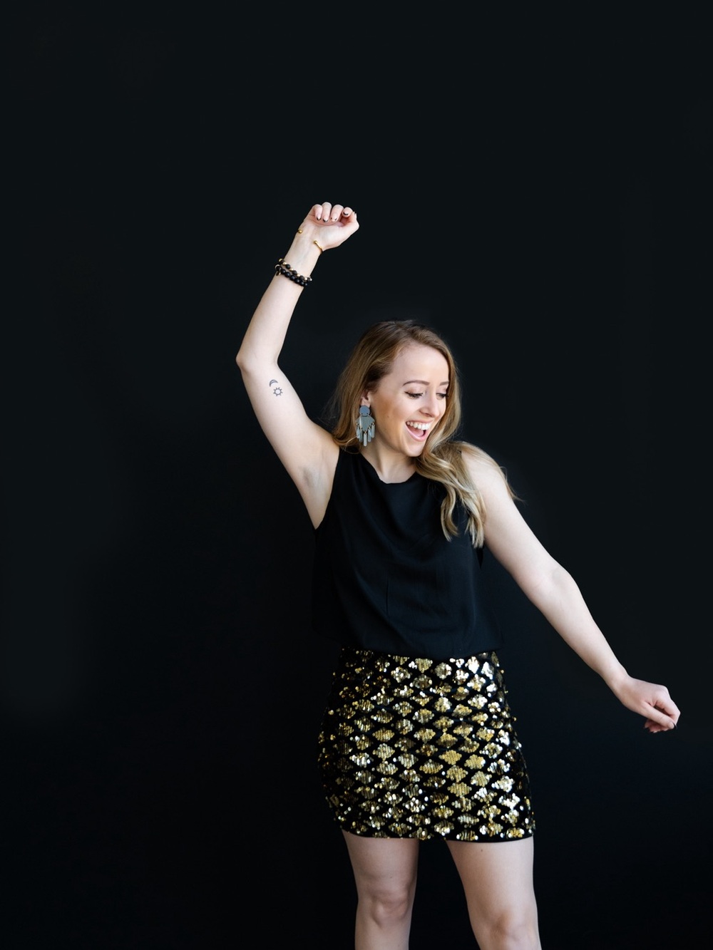 Black and Gold Sequin Cocktail Dress